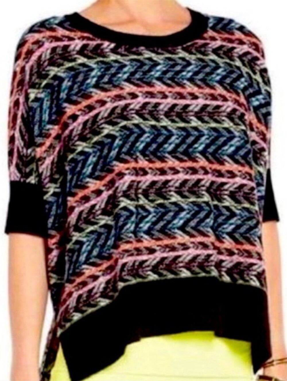 BCBGMaxAzria Brinkley Striped Lambswool Cashmere Angora Light Knit Sweater XS